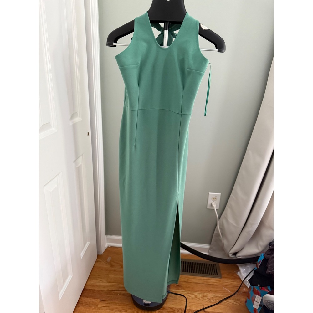 Abercrombie & Fitch Green Halter Maxi Dress Side Slit Formal Size Large Tall